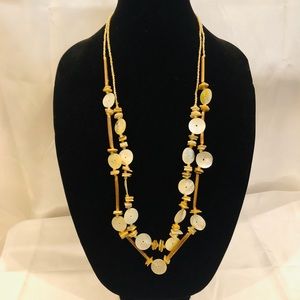 Beautiful Shell and Wood Bead Necklace